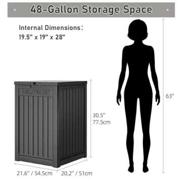 Package Delivery Box for Porch, 48 Gallon Storage Box with Lockable Secure, Large Double Wall Resin Outdoor Package Delivery and Waterproof Deck Box