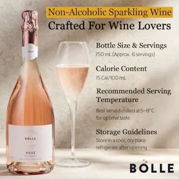 BOLLE Rosé <0.5% Non-Alcoholic Sparkling Wine - Low-Calorie, Vegan, Gluten-Free - 26.4 fl oz (750ml)