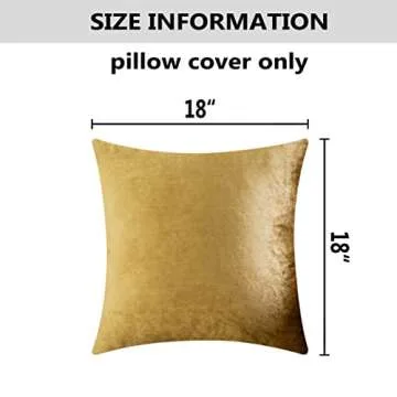 Home Brilliant Gold Velvet Pillow Covers 18x18 Holiday Throw Pillow Cover Decorative Pillow Cases for Bedroom Living Room Decorations, 45cm (18 x 18 inch), Gold