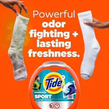 Tide Power PODS Laundry Detergent Soap Pacs with Febreze Sport, 63 Count, Laundry Pods with Febreze Freshness and Sport Odor Defense (133)
