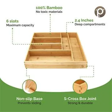 Bamboo Silverware Organizer - Elegant Kitchen Drawer Solution