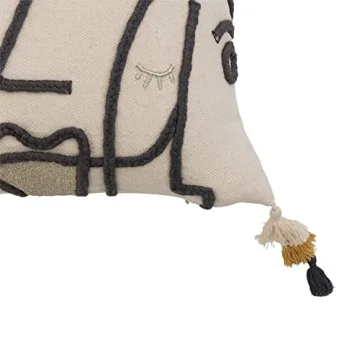 Bloomingville Multicolor Cotton Slub Pillow with Tassels