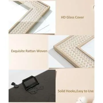 Afuly 5x7 Picture Frame Natural Boho Picture Frames Beige Chic Bohemian Photo Frame Desk Picture Frames for Wall Hangings Home Decor, Wedding Gifts for Couple Grandma Mom Women