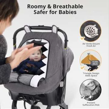 Bioby Winter Baby Car Seat Cover, Infant Car Seat Cover for Boy Girl, Roomy, Cozy, Warm, Waterproof ...