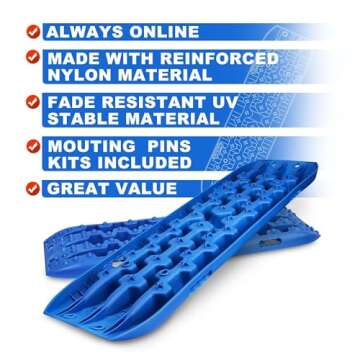 X-BULL New Recovery Traction Tracks Sand Mud Snow Track Tire Ladder 4WD (Blue, 3gen), Bag+Hardware+T...