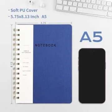Oneirom Navy Blue Spiral Notebook for Note Taking