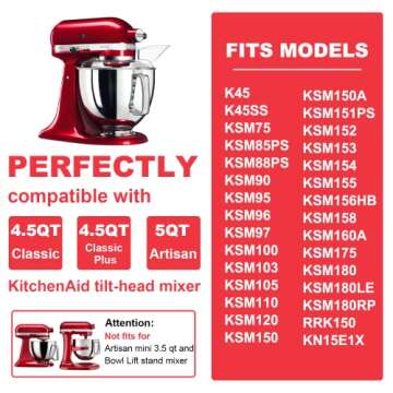 Stainless Steel Bowl for KitchenAid Classic & Artisan Series 4.5-5 QT Tilt-Head Mixer, 5 Quart 304 S...