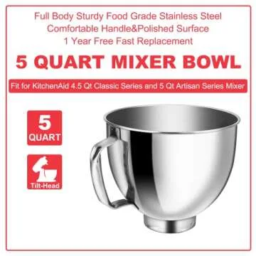 Stainless Steel Bowl for KitchenAid Classic & Artisan Mixers