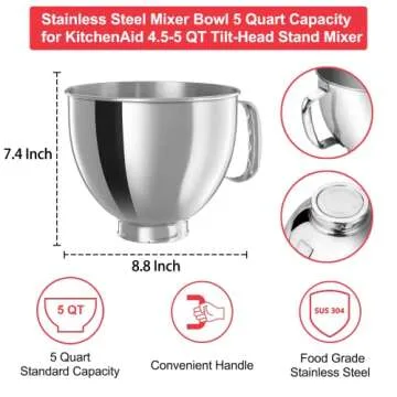 Stainless Steel Bowl for KitchenAid Classic & Artisan Mixers