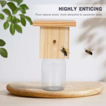 2 PCS Wood Carpenter Bee Trap - Nature Hanging Eco-Friendly Pest Control