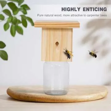 2 PCS Wood Carpenter Bee Trap - Nature Hanging Eco-Friendly Pest Control