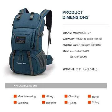 MOUNTAINTOP 40L Hiking Backpack Lightweight Travel Backpack for Men&Women Outdoor Camping Backpackin...
