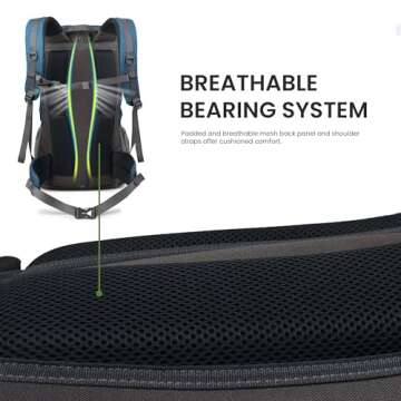 MOUNTAINTOP 40L Hiking Backpack Lightweight Travel Backpack for Men&Women Outdoor Camping Backpacking with Rain Cover