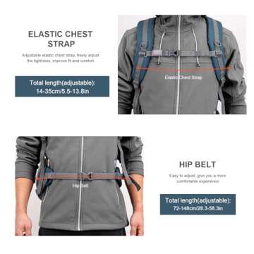 MOUNTAINTOP 40L Hiking Backpack Lightweight Travel Backpack for Men&Women Outdoor Camping Backpacking with Rain Cover