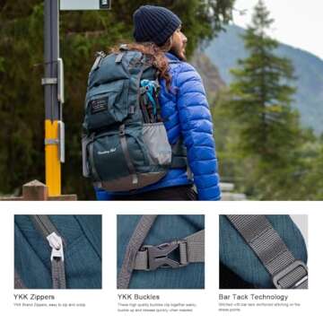 MOUNTAINTOP 40L Hiking Backpack Lightweight Travel Backpack for Men&Women Outdoor Camping Backpacking with Rain Cover