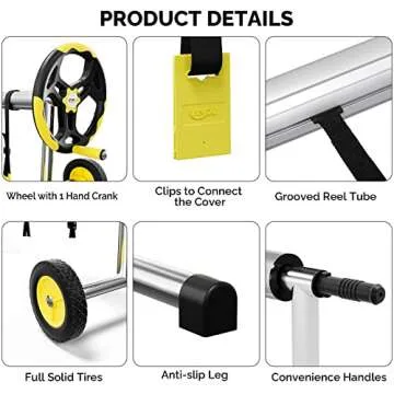 VINGLI Pool Cover Reel Set Pool Solar Cover Reel for Inground Swimming Pool, Aluminum Solar Swimming Inground Cover Blanket Reel (Upgrade) (18 Feet)