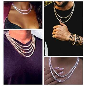 HH BLING EMPIRE Gold Silver Iced Out Diamond Tennis Chain Necklace for Men Women