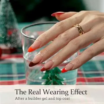 BTArtboxnails XCOATTIPS French Tip Press on Nails - Red Press On Nails Almond, Medium Fake Nails, 150Pcs Soak Off Soft Gel Acrylic Nail Extension in 15 Sizes