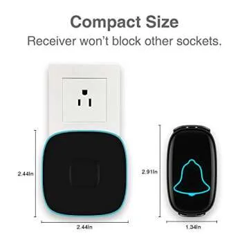Wireless Doorbell, BO YING Waterproof Door Bell, Easy Install, Operating at 1000ft Range with 38 Melodies to Choose, Adjustable Volume and LED Flash,1 Push Button(Battery included)&1 Receiver (Black)