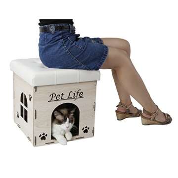 Pet Life Foldaway Collapsible Cat Furniture Bench - Chic Cat House & Lounge
