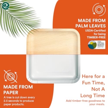 ECO SOUL Compostable Palm Leaf Plates for Parties