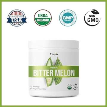 Vitapia Organic Bitter Melon Fruit 10:1 Extract for Strong Digestive, Gut Health, Liver Function, He...