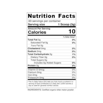 Vitapia Organic Bitter Melon Fruit 10:1 Extract for Strong Digestive, Gut Health, Liver Function, Heart Health Support - 100g Powder Supplement & 33 Day Supply - Non-GMO, Gluten-Free, Vegan-Friendly