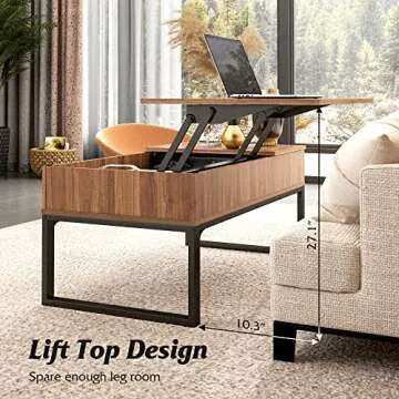WLIVE Lift Top Coffee Table with Hidden Compartment