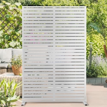 Elevens Free Decorative Privacy Screen with Stand, Outdoor Decor Privacy Fence Screen Metal Fence Pa...