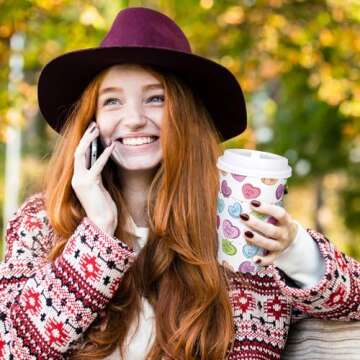 Whaline 50Pcs Valentine Disposable Coffee Cups Set