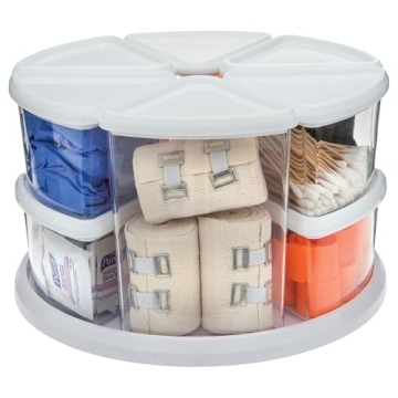 Deflecto Rotating Carousel Organizer with 9 Canisters