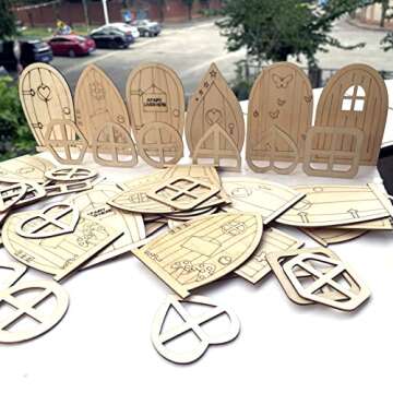Enchanting AcceLeah 48 Pcs Fairy Door Craft Kit Unfinished