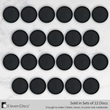 Eleven Discs 1½-Inch Black Discbound Expansion Discs for Custom Notebook and Planner for Circa - Ex...