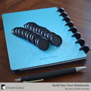 Eleven Discs 1½-Inch Black Discbound Expansion Discs for Custom Notebook and Planner for Circa - Exclusively Compatible, Not for Arc or TUL (Set of 22)