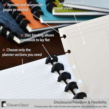 Eleven Discs 1½-Inch Black Discbound Expansion Discs for Custom Notebook and Planner for Circa - Exclusively Compatible, Not for Arc or TUL (Set of 22)