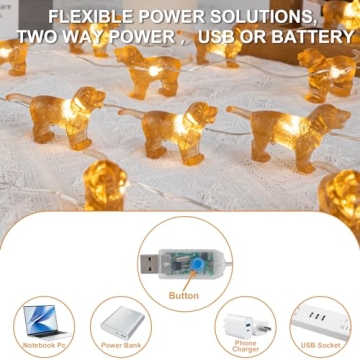 Labrador Retriever Dog String Lights USB Battery Remote