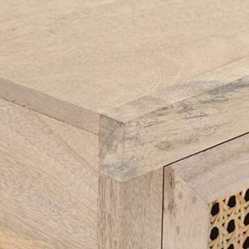 vidaXL Solid Mango Wood Console Table with Cane Design