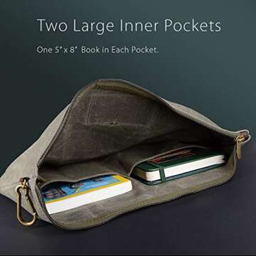 Water Resistant Document Holder - Large Waxed Canvas Pouch