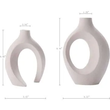 GOLDTIMO White Ceramic Vase - Modern Decor Set of 2
