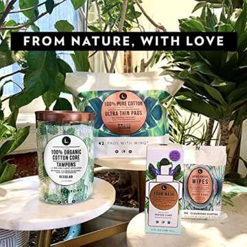 L. Ultra Thin Unscented Pads with Wings, Regular Absorbency, 42 Ct, 100% Pure Cotton Chlorine Free Top Layer