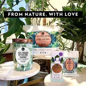 L. Ultra Thin Unscented Pads with Wings, Regular Absorbency, 42 Ct, 100% Pure Cotton Chlorine Free Top Layer