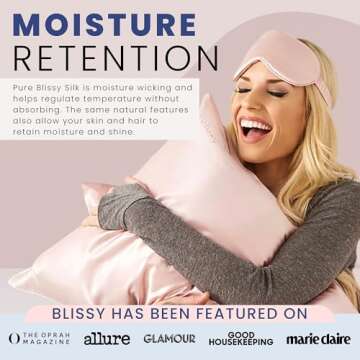 Blissy Silk Sleep Mask - Silk Eye Sleeping Mask for Women & Men for Total Blackout - 100% Pure Mulberry Silk, 22 Momme 6a Fibers - Blindfold Silk Sleep Mask Side Sleeper Eye Cover (Pink)