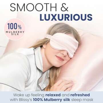 Blissy Silk Sleep Mask - Silk Eye Sleeping Mask for Women & Men for Total Blackout - 100% Pure Mulberry Silk, 22 Momme 6a Fibers - Blindfold Silk Sleep Mask Side Sleeper Eye Cover (Pink)