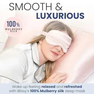 Blissy Silk Sleep Mask - Silk Eye Sleeping Mask for Women & Men for Total Blackout - 100% Pure Mulberry Silk, 22 Momme 6a Fibers - Blindfold Silk Sleep Mask Side Sleeper Eye Cover (Pink)