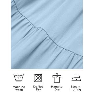 ZESICA Women's 2024 Summer Casual Flutter Short Sleeve Crew Neck Smocked Elastic Waist Tiered Midi Dress,Blue,Medium