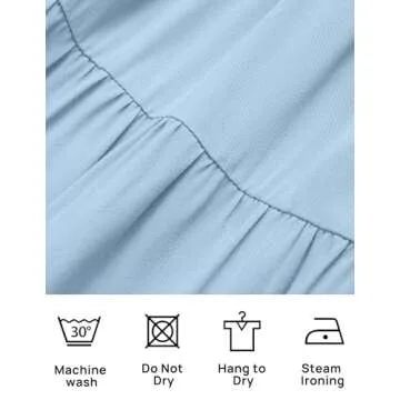 ZESICA Women's 2024 Summer Casual Flutter Short Sleeve Crew Neck Smocked Elastic Waist Tiered Midi Dress,Blue,Medium