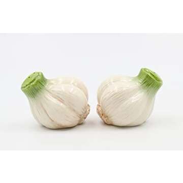 Cosmos Gifts Garlic Salt and Pepper Set, Ceramic, 2-1/4-Inch