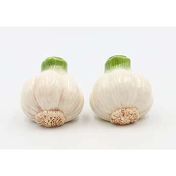 Cosmos Gifts Garlic Salt and Pepper Set, Ceramic, 2-1/4-Inch