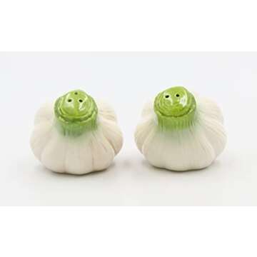 Cosmos Gifts Garlic Salt and Pepper Set, Ceramic, 2-1/4-Inch