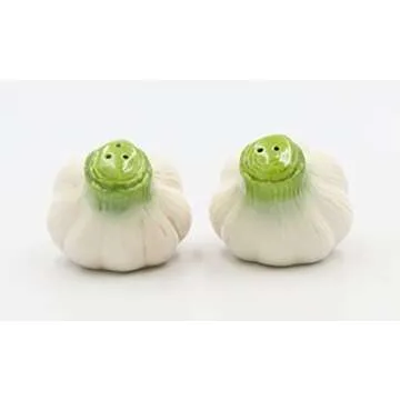 Cosmos Gifts Garlic Salt and Pepper Set, Ceramic, 2-1/4-Inch